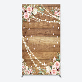 Aperturee - Aperturee Floral Wooden Lights Spring Wedding Rectangle Backdrop